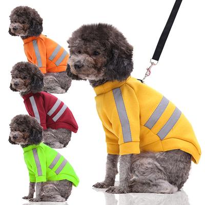 Reflective Dog Hoodie Fleece Pet Safety Vest for Walking Outdoor Warm Autumn Winter Soft Comfortable Dog Clothes with D-Ring for Leash Attachment