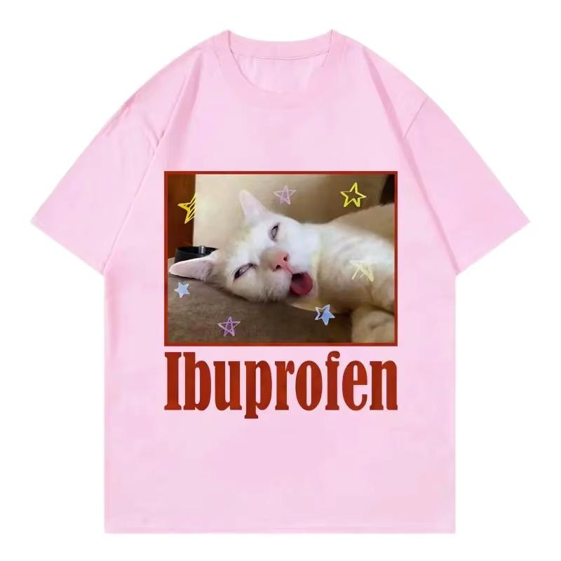

Ibuprofen Funny Cat Meme Graphic Printed T Shirts Women Clothing Fashion Cute Short Sleeve T-shirt Summer Casual Women T-shirts 4XL