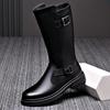 Men's High-Top Genuine Leather Equestrian Riding Boots - Winter Long Cowboy Style
