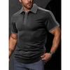 Summer Casual Loose-Fit Two-Tone Bubble-Wrap Fabric Men’s Short-Sleeved Polo Shirt with a Slight Twist