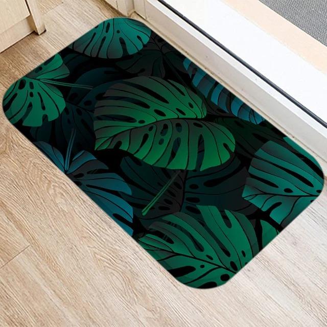 Tropical Plants Leaf Mat Kitchen Rugs Anti-slip Home Hallway Bedroom Entrance Carpets Washable Bathroom Porch Decorative Doormat