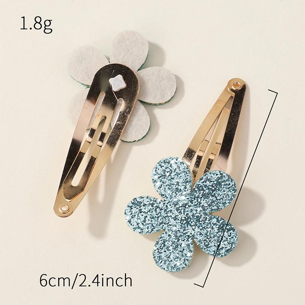 8 Stück Glitzer Regenbogen Blume Haarspangen Hase BB Mode Handgefertigte Haarnadeln für Süße Mädchen Haarspangen Kopfschmuck Haarschmuck