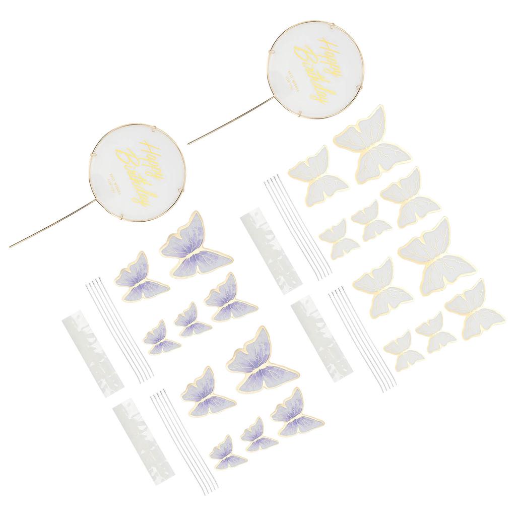 3 Sets Cake Insert 3D Color Cake Insert Card Cupcake Topper Birthday Wedding Par