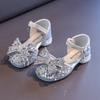 Children's Crystal Princess Shoes bow Tie stylish summer new girls' head-wrapped sandals small high heels performance shoes