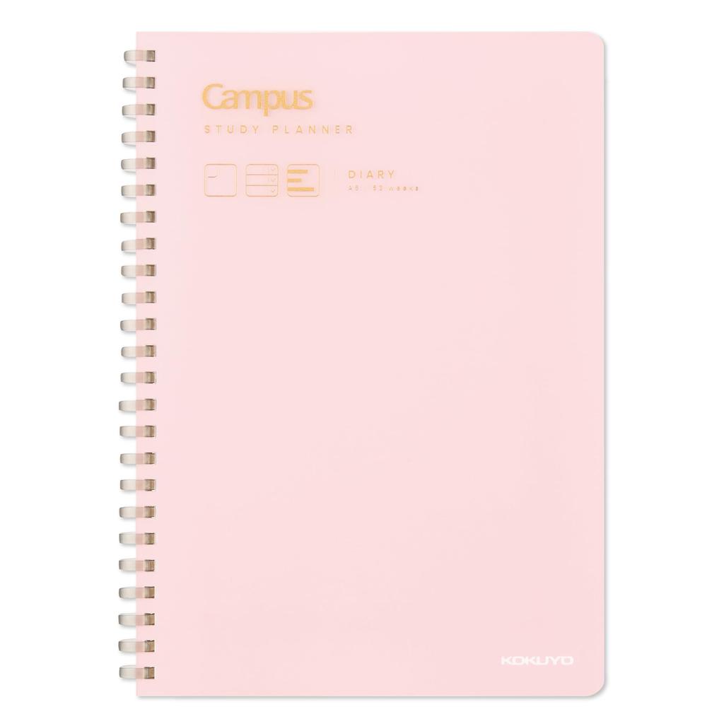KOKUYO Campus Study Planner for Clearly Organizing Your Goals and Study Diary, Plans, A5, Pink, AMNI-SY138-P