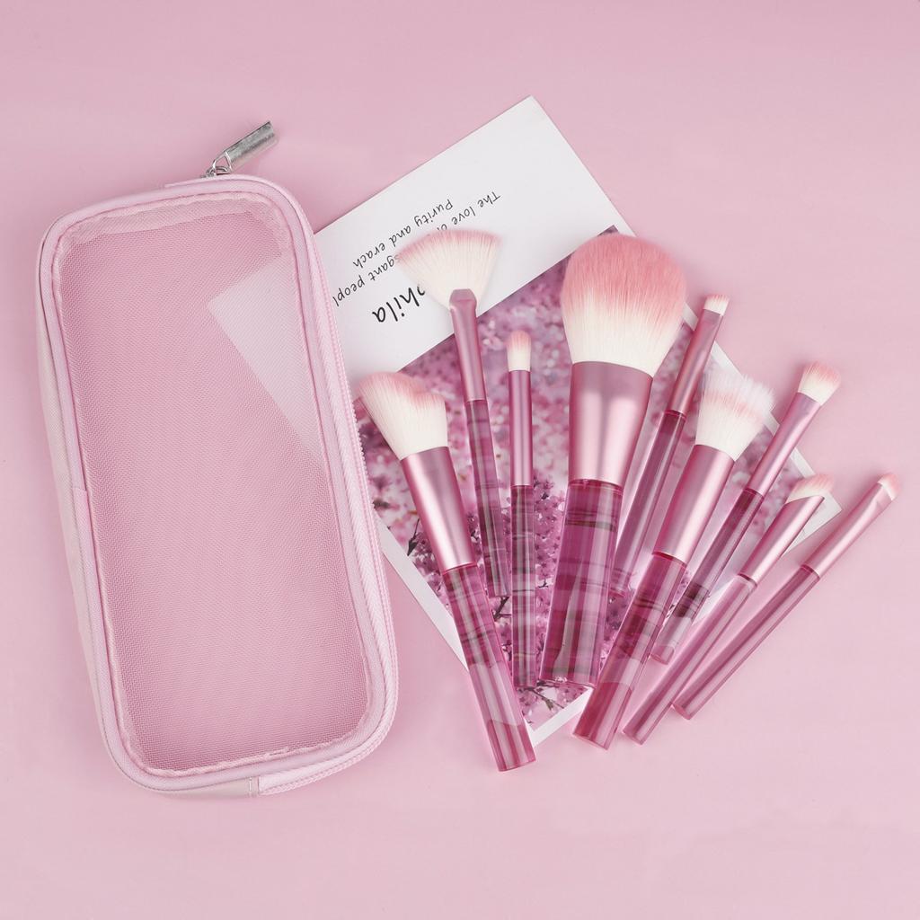 New 9 transparent handle makeup brush cover brush loose powder blush brush grooming brush eyeshadow brush beginner beauty tool