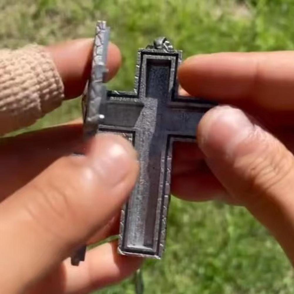 3D Printed Cross Necklace With Secret Compartment Necklace With Old Cross Pendant Gothic Punk Hip Hop Pendant Necklace Jewelry