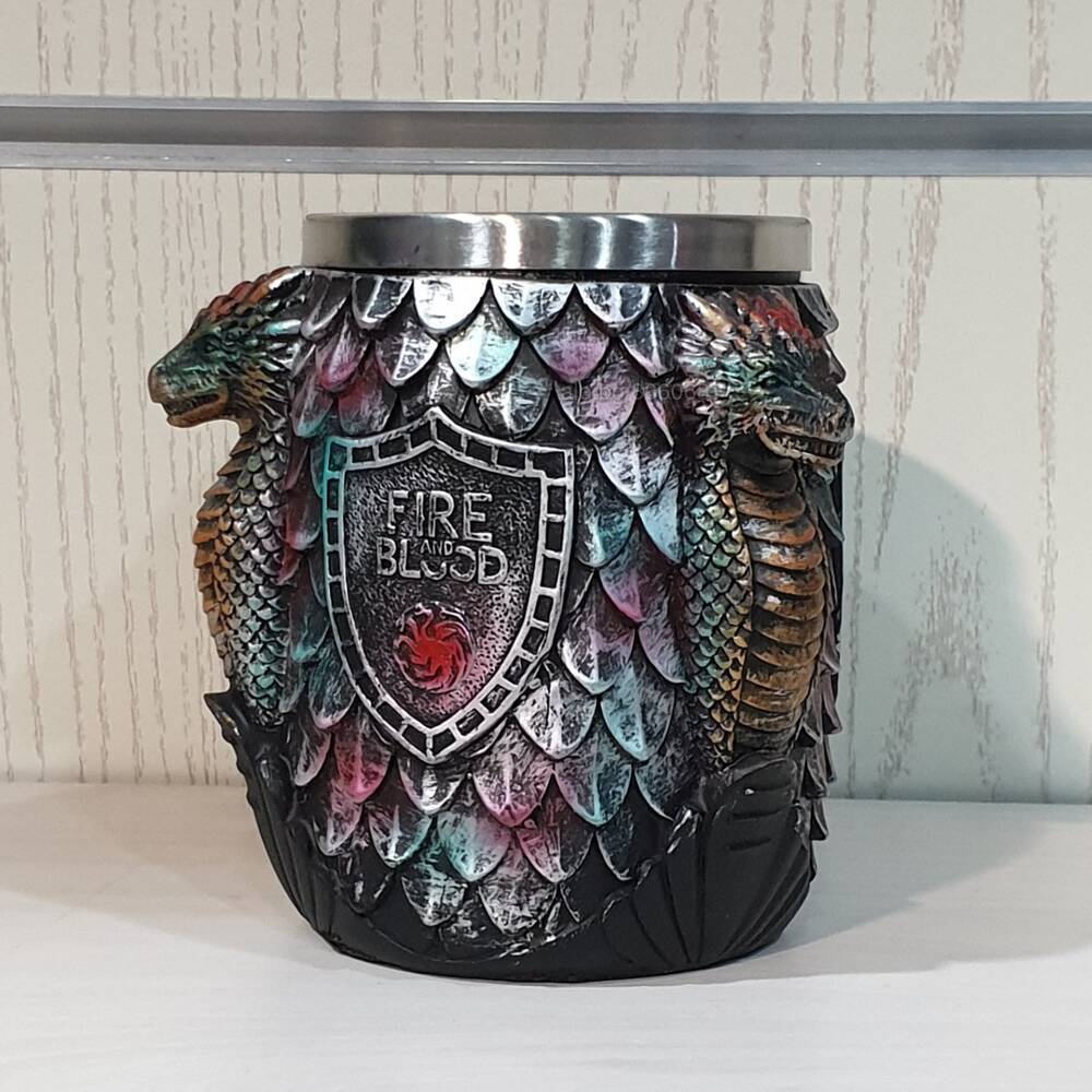 Resin Stainless Steel Cup Dragon Skull Modeling Mug Goblet Home Decoration Ornament