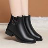 Autumn and Winter Soft Leather Non-slip Short Boots Female Mother Shoes Low Heel Thick Heel Velvet Thermal Cotton Boots Middle-aged Large Size Women