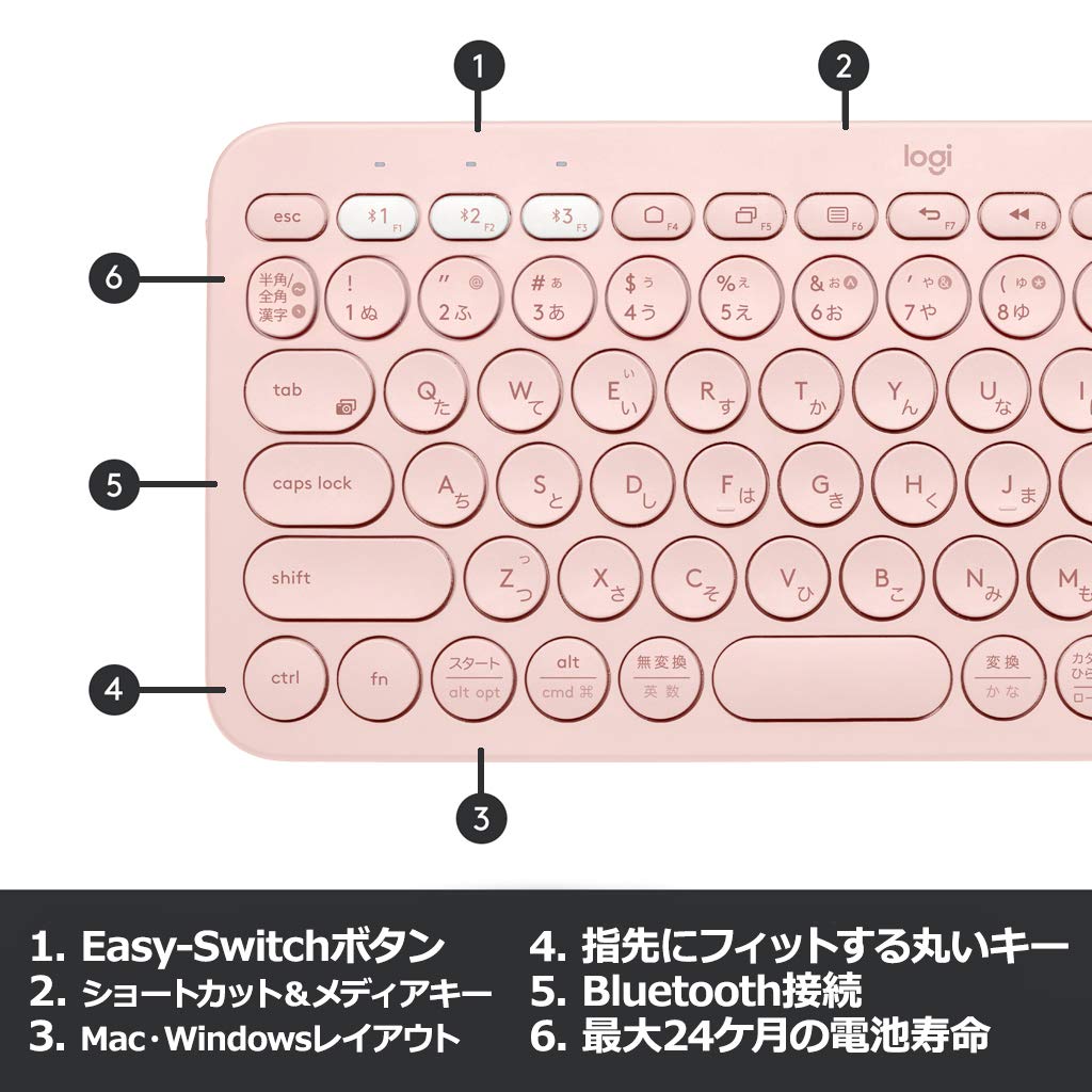 Bezdrátová klávesnice Logitech, tenká a malá bezdrátová klávesnice K380RO, Bluetooth, bezdrátová, Windows, Mac, iOS, Android, Chrome, K380