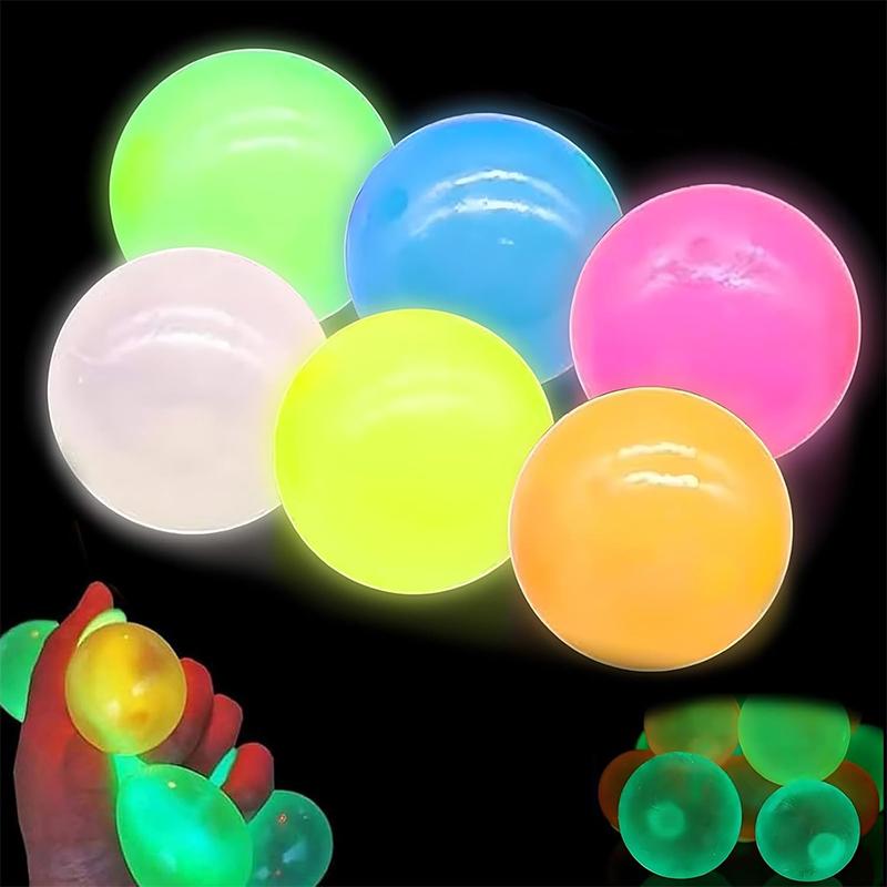 Glow-In-The-Dark Sticky Ceiling Balls 5/10Pcs Sticky Glows Balls Fidget Toys Stress Relief Sensory Toys Wall & Ceiling Decor