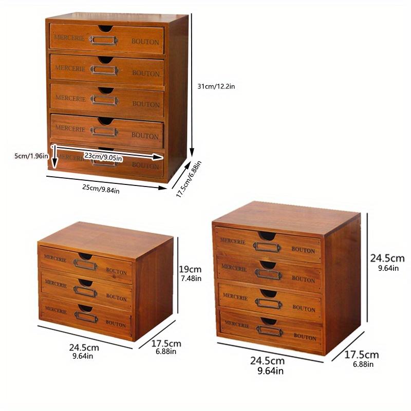 1pc 3/4/5 Drawers Retro Cosmetics&office Supplies Desk Storage box,Suitable for Dressing Table,school,office,dormitory Items Organization.