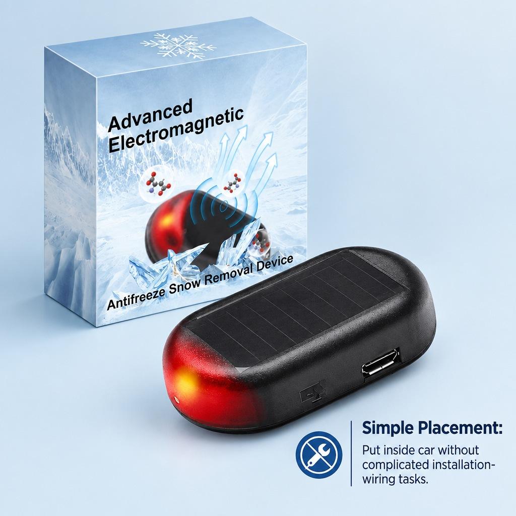 Solar Electromagnetic Car Antifreeze Snow Removal Device, Molecular Intervention Anti Frost Device for Sedan SUV, Solar and USB Dual Charging