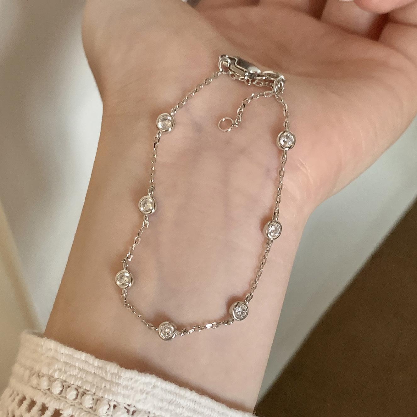 

PANJBJ 925 Sterling Silver Bead zircon Bracelet for Women Classics Minimalism Versatile Sweet Jewelry Party Gift Dropshipping