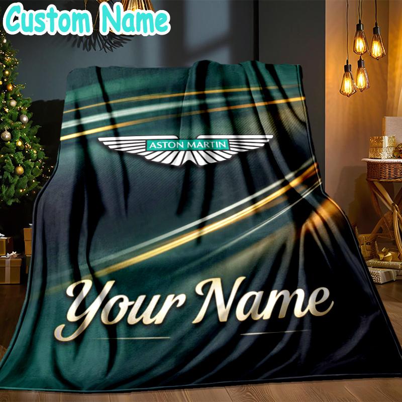 Custom Name Aston Car Throw Blanket - Perfect for Couch, Bed, Office, and outdoor Travel - Ideal Gift for Christmas & Holidays