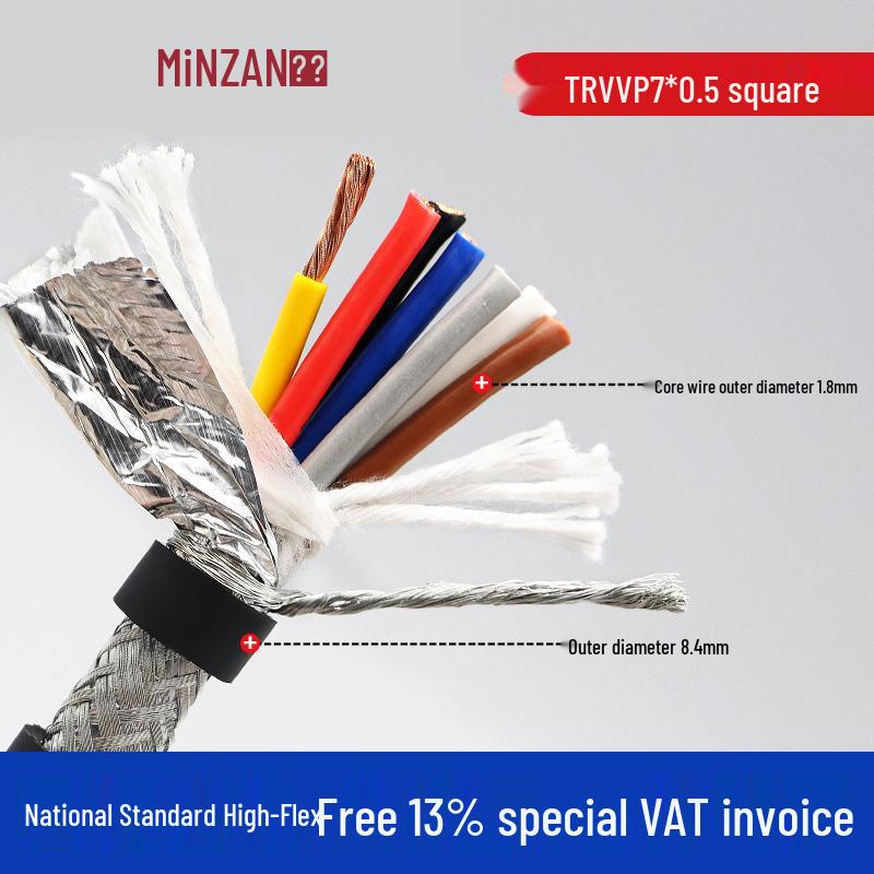 TRVVP High-Flex Shielded Drag Chain Cable, 7-24 Core, 0.3-1.5 Sq Mm, Ideal for Tank Chains
