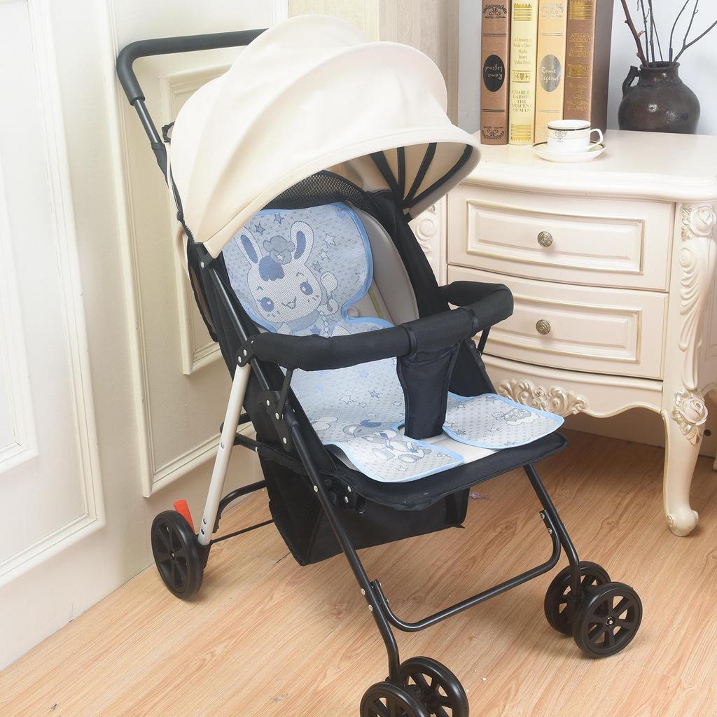 Baby 5-Point Stroller and High Chair Cool Mat - Linen and Rattan Design