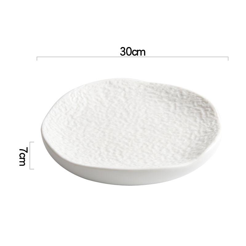 Creative Irregular Stone Pattern Ceramic Insulation Plate Pure White Dessert Plate Snack Plate Sushi Plates Specialty Tableware