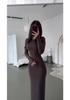 2025 Women's Autumn Sexy Bodycon High Waist Slimming Solid Color Long Dress