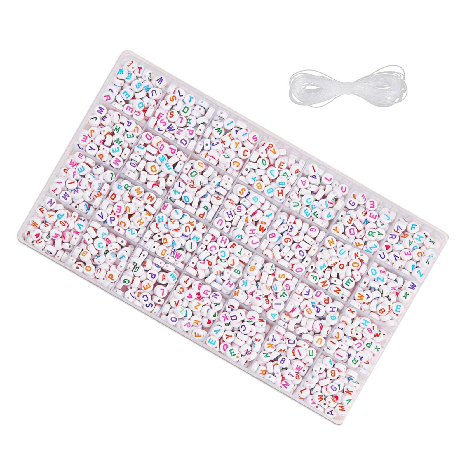 

Набор из 1850 бусин-букв для рукоделия, изготовления украшений, красочные круглые дизайны с эластичной нитью, для ежедневного использования