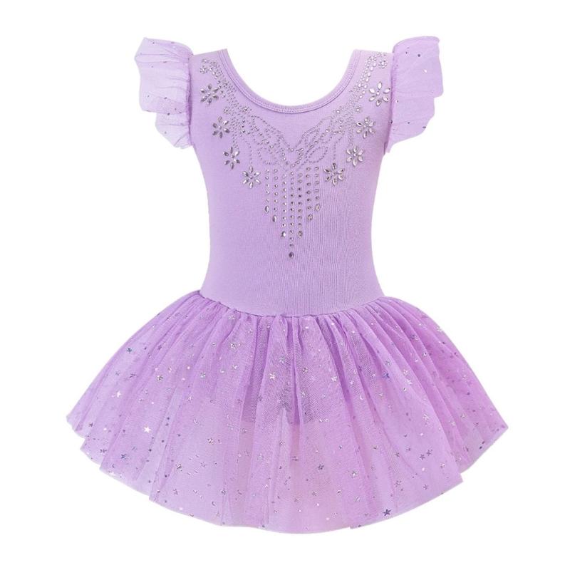 

Childrens Ballet Bodysuit Dance Leotards with Glittering Sequins and Easy Wear Design for Dance Lesson Stage Shows 110cm фиолетовый