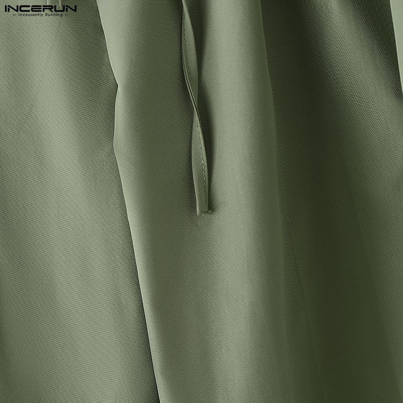 INCERUN Pantaloni Larghi Casual da Uomo a Vita Elastica con Pieghe Lunghi e Ampi
