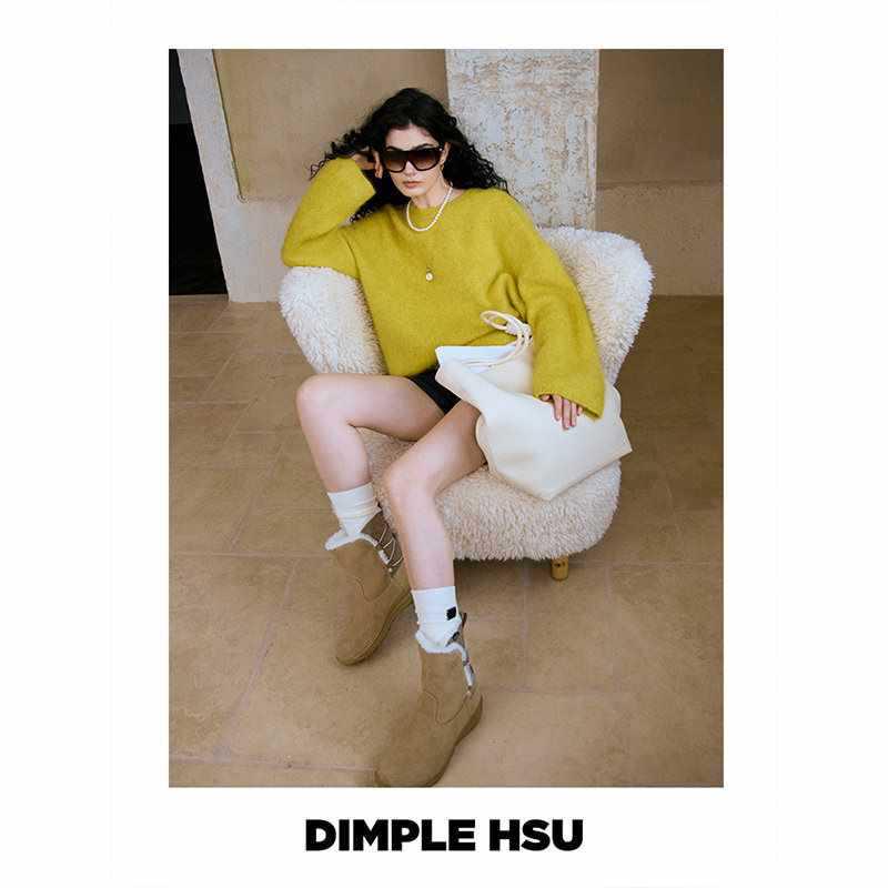 Autumn/Winter 2026 Slimming Faux Fur Cashmere Wool Mulberry Silk Pullover Sweater