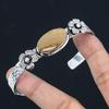 Natural Landscape Jasper Wedding Flower Handmade Bangle Bracelet Sterling Silver