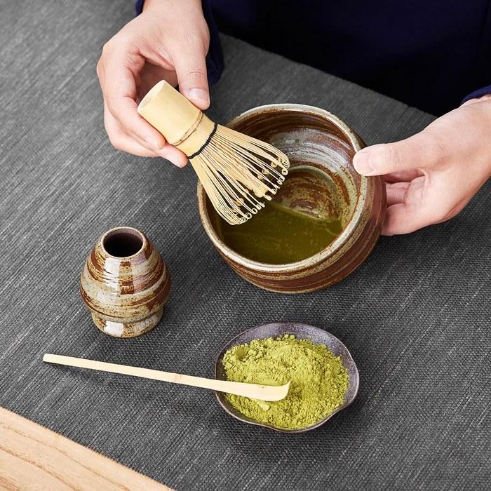 Pokalotea Matcha Tea Set 9-Piece Tea Utensils, Matcha Bowl, Whisk, Scoop, Lid, Sifter, Cloth, Caddy, Glass Teapot. Matcha Powder Sold