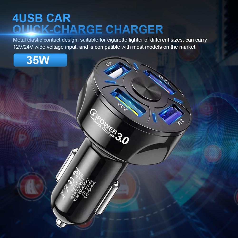 12/35/250W PD Car Charger QC3.0 Fast Charge Car Cigarette Lighter Plug 2/4/5 Port Car Charger Flash Charge with Digital Display