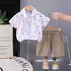Boys' Summer Leaf Print Polo Shirt & Shorts Two-Piece Set (2026)