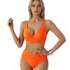 New Split Bikini Swimsuit Women's European and American Sexy Cross-screwed Bag High-waisted Bijini Swimsuit Women