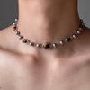 Wrapped Riveted Metal Leather Collar, Punk Heart-shaped Girl Y2k Subculture Niche Necklace