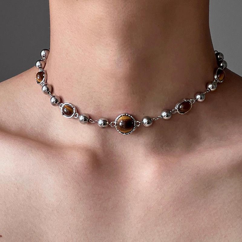 Wrapped Riveted Metal Leather Collar, Punk Heart-shaped Girl Y2k Subculture Niche Necklace