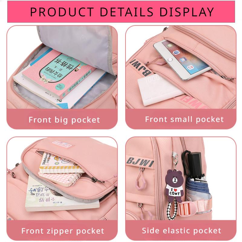 New Middle School Student Schoolbags for Girls Large Capacity Oxford Waterproof Children Backpack Multi Pockets Casual Kid Knapsacks
