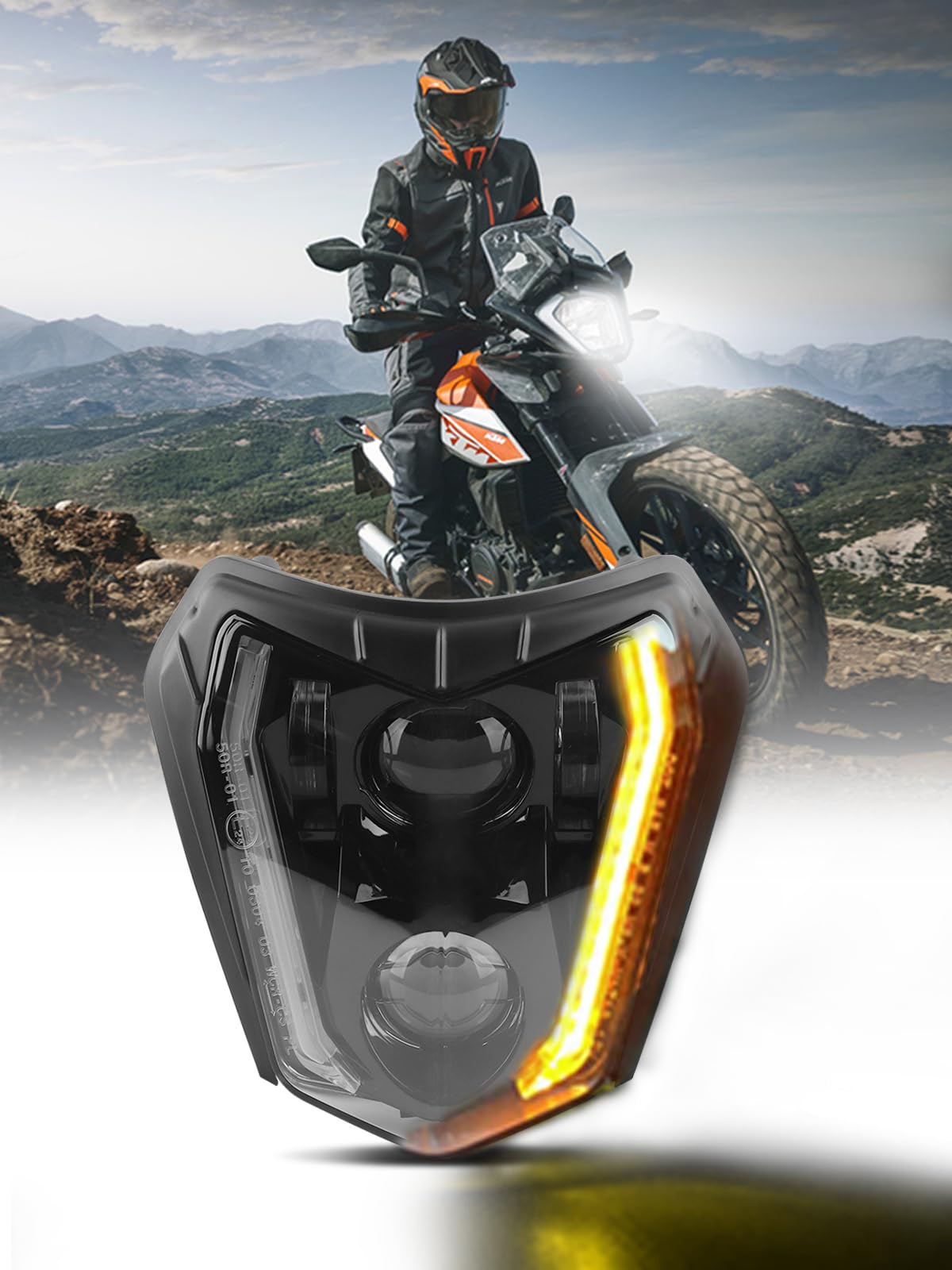 

Chelhead LED Headlight K.T.M. Motorcycle Yellow/White Switch with Turning Ring ATV TC FE TE With yellow conversion белый