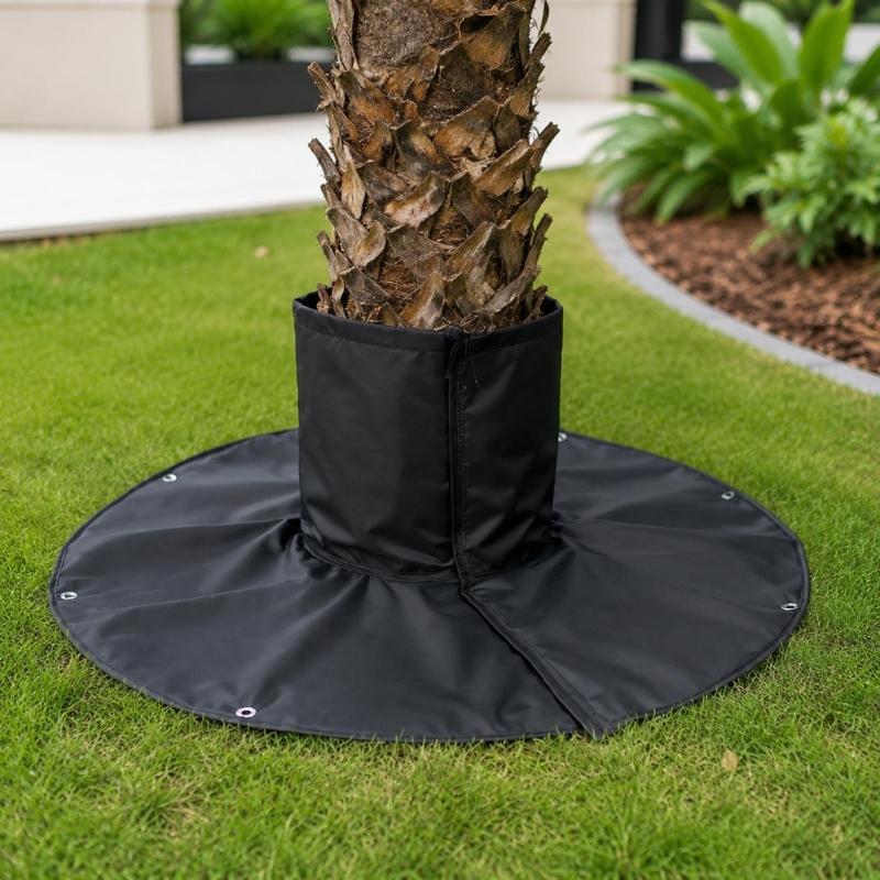 2-Pack Tree Root Winter Covers with Trunk Sleeves, Ground Flaps, Hook-and-Loop Fasteners, and Elastic Cords for Outdoor Use