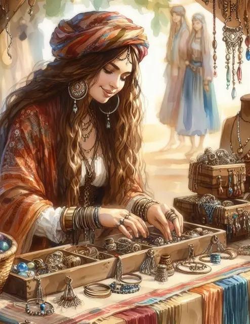 Gypsy Woman Full Square Round Diamond Embroidery Fantasy Peacock Goddess Diamond Painting Cross Stitch Mosaic Wall Decor