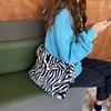 New Bag Winter Retro Large Capacity Canvas Bag Side Backpack for Women Zebra Pattern Plush Shoulder Crossbody Bag