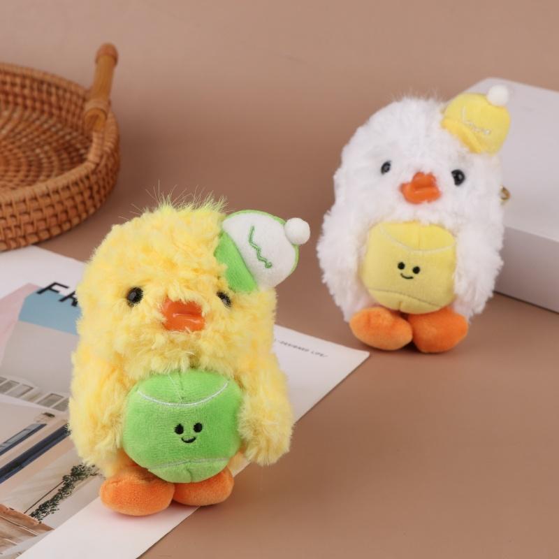1Pc Cute Sitting Tennis Duck Plush Doll Bag Pendant Keychain Cartoon Pendant Doll Toy