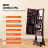 Mirror Jewelry Cabinet Standing Mirror with Storage Full Length Brown