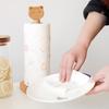 Paper Towel Holder Removable Shaft Kitchen Roll Organizer Durable Wood Non-Slip Base Multi-Use Shelf for Bathroom Kitchen