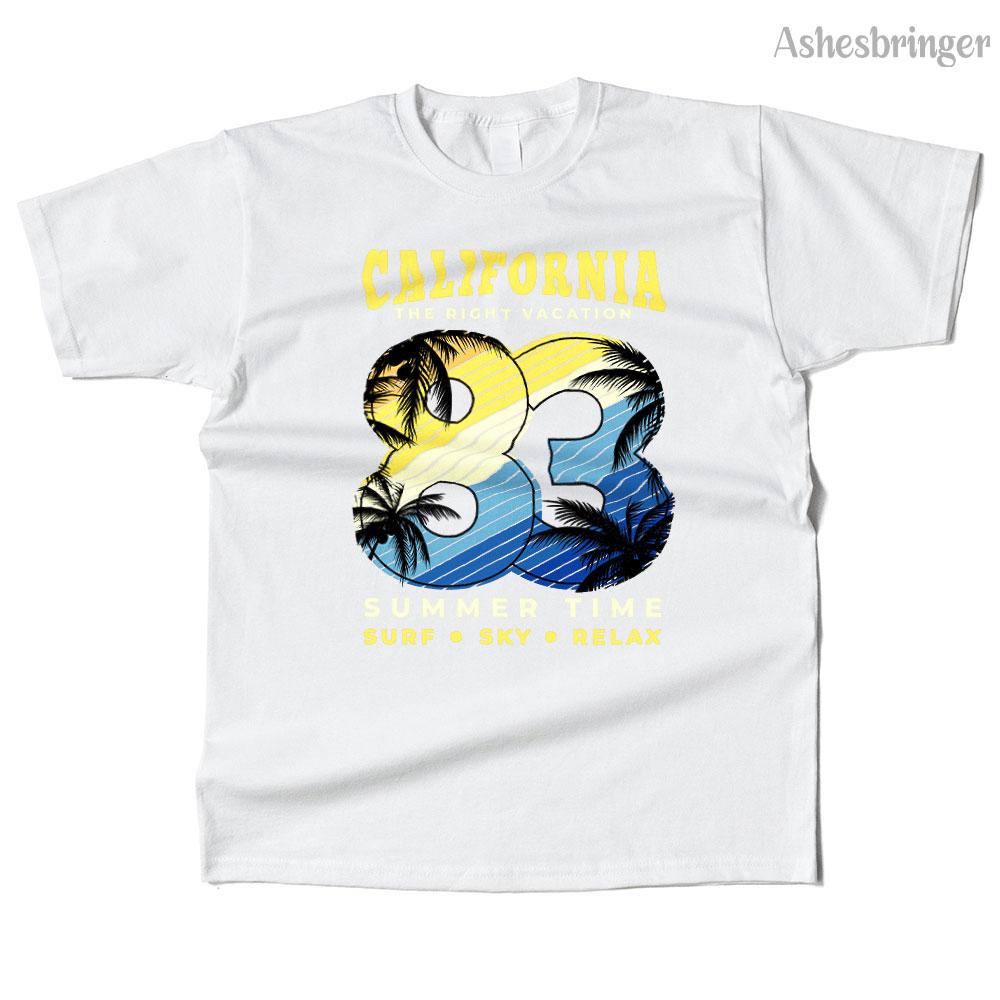 Unisexs Cotton California Summer Time Graphic High Quality T Shirt Street Casual Style Tee for Unisex and Women