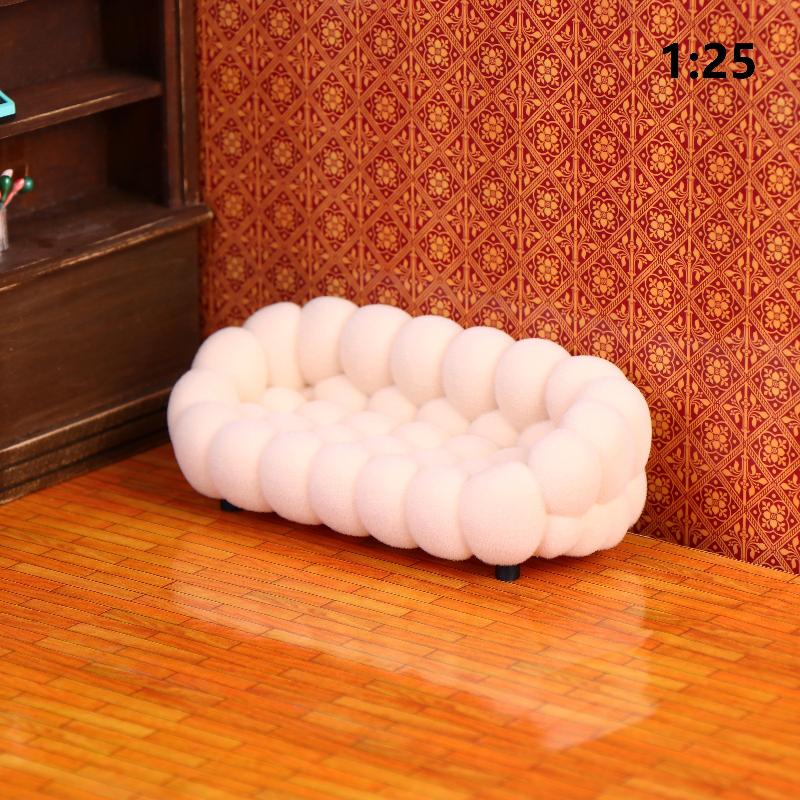 Dollhouse Simulation Cloud Sofa Model Dollhouse Living Room Furniture Decoration Dolls House Micro Scene Pretend Play Toys