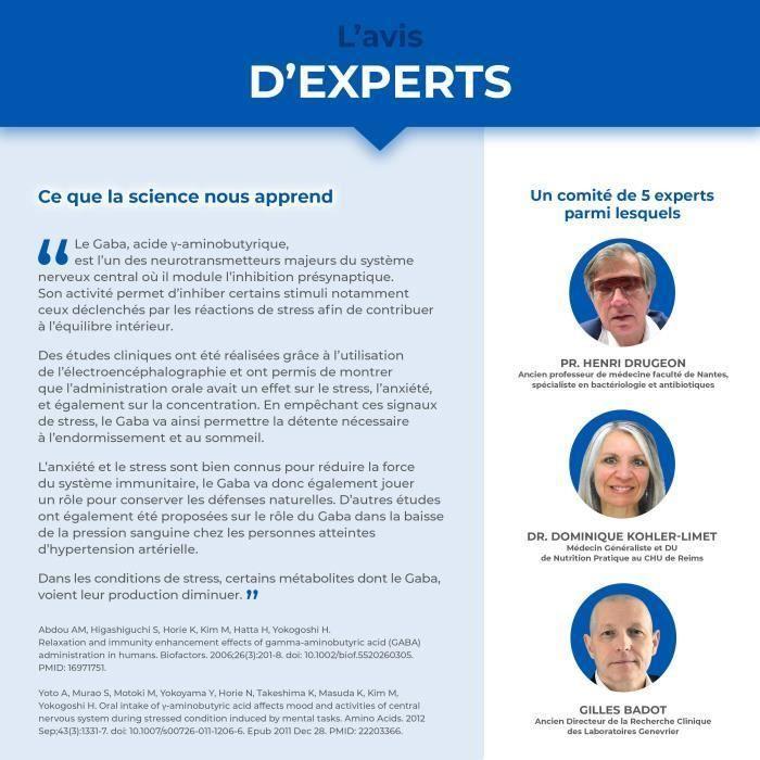 Gaba 750 mg/j - calme - favorise le sommeil - complément alimentaire - 60 gélules végétales- fabrication française - nutrimea