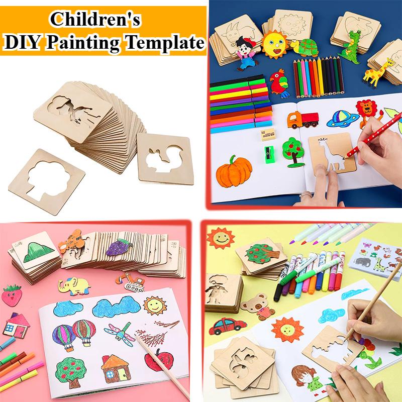 Kids Drawing Toys 20/32/50PCs Wooden DIY Painting Stencils Template Craft Toys Puzzle Educational Toys for Children Gifts