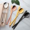 18/8 Korean Stainless Steel Food Chopsticks Spoon Set Long Handle Flat Non-Slip Chopsticks Dessert Spoon Dinnerware Set With Box