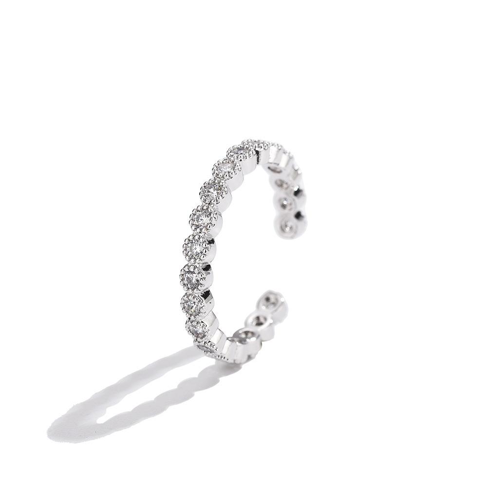 Hot-selling simplicity full diamond Seiko circle color zirconium ring Japanese and Korean index finger tail ring