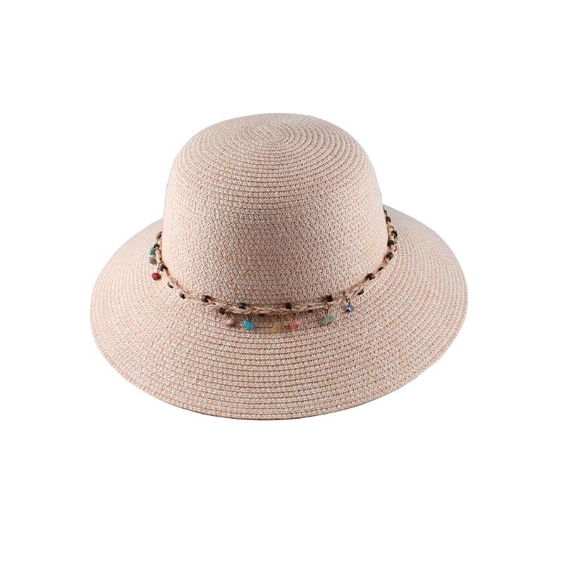 Summer Fashion Straw Dome Bucket Hat Seaside Vacation Sunscreen Sunshade Beach Hat Women's Straw Hat Customization
