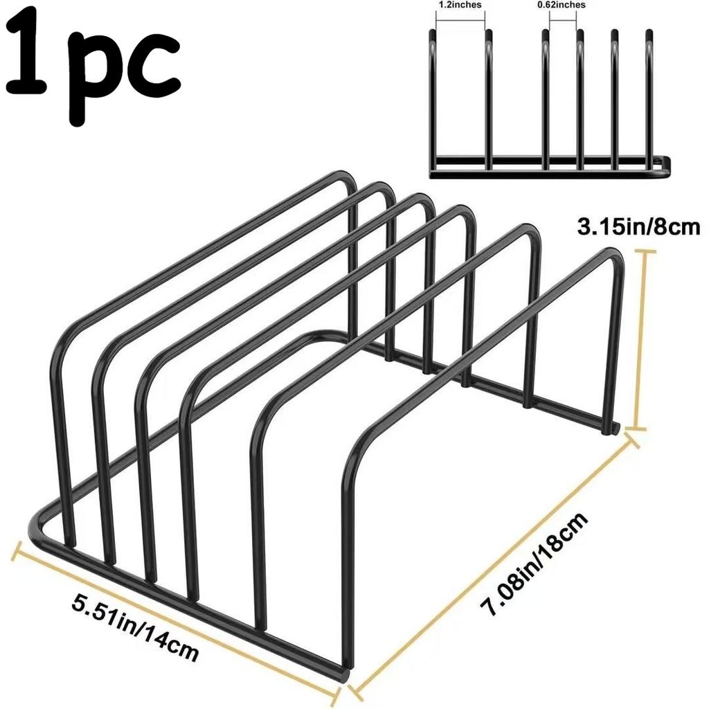 5-Tier Kitchen Cutting Board Rack, Carbon Steel Cutting Board Rack, Kitchen Pot Lid Storage Rack - Kitchen Organizer And Storage